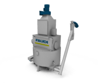 Filtermitteldosiergerät mit FAUDI Logo und blauen Details
