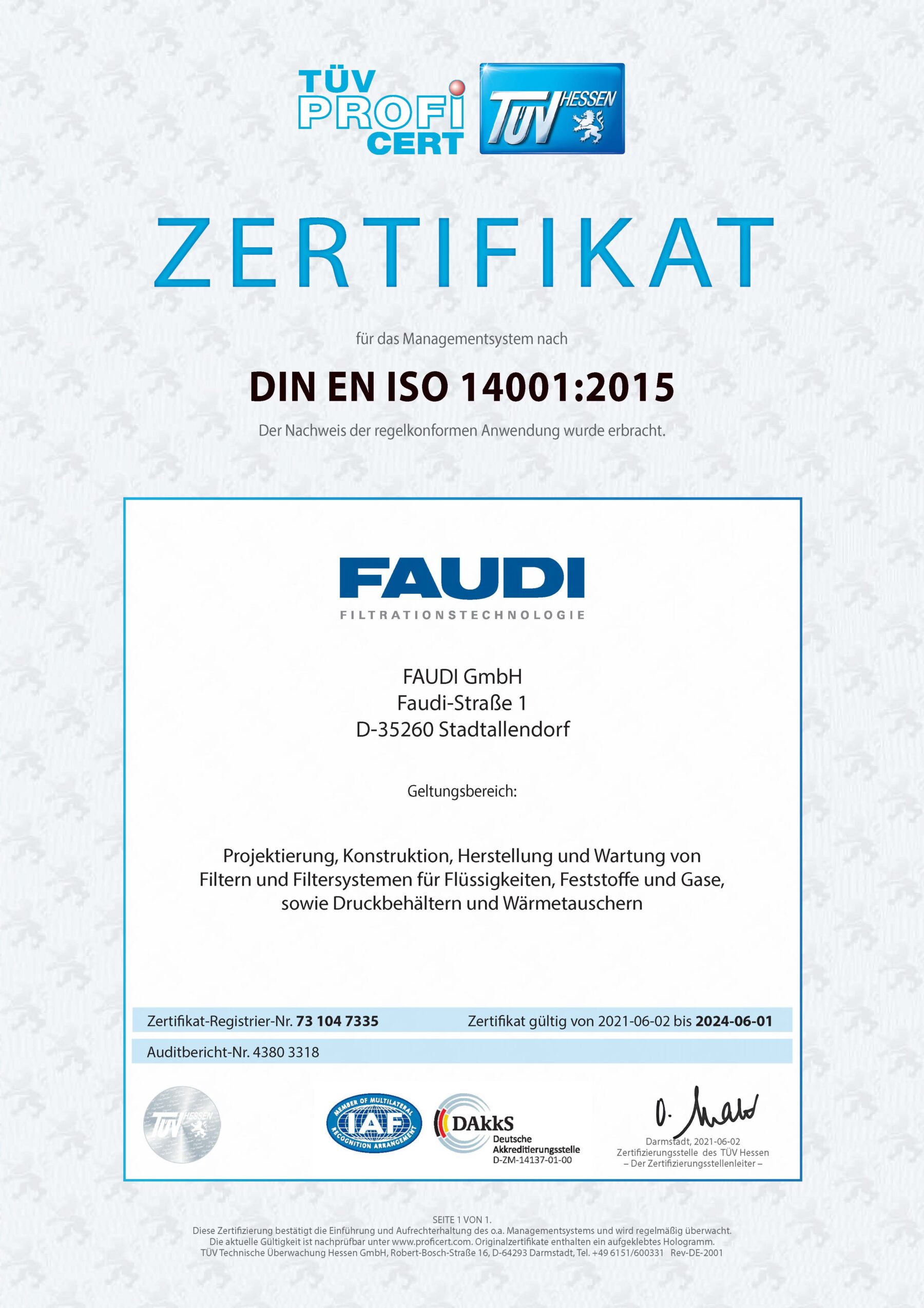 Erfolgreiches Umweltmanagement - ISO 14001 Zertifizierung - Faudi
