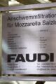 Typenschild FAUDI Anschwemmfiltration Mozzarella Salzlake