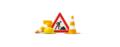 Construction site sign, cone, helmet_the page is under construction