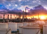 Oil and gas industry: A refinery at sunset - filtration