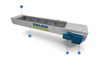 FAUDI scraper conveyors - for conveying metal chips, scrap, forged, stamped and other small parts as well as for transporting special bulk materials.